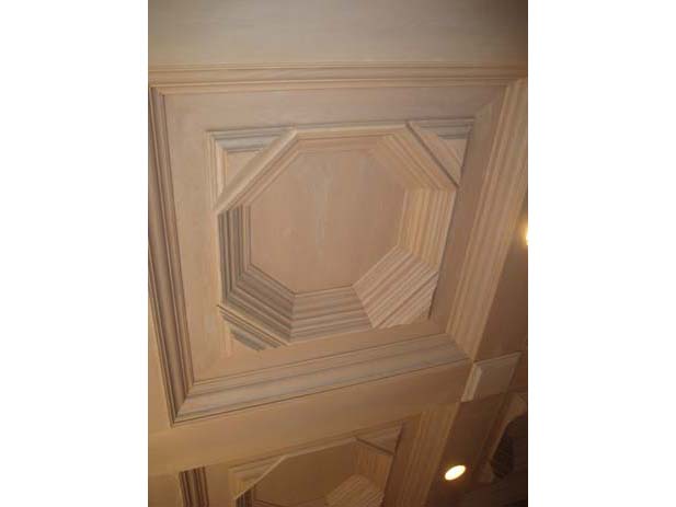 wainscotting and coffered ceilings