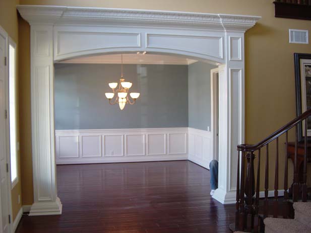 wainscotting and coffered ceilings