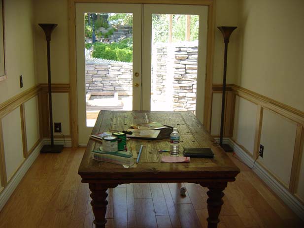 wainscotting and coffered ceilings