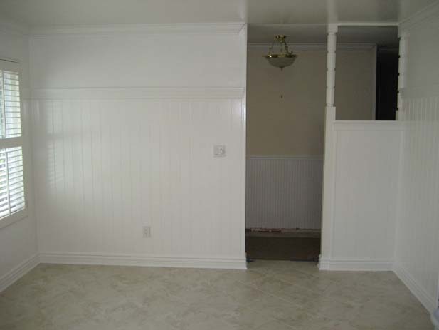 wainscotting and coffered ceilings