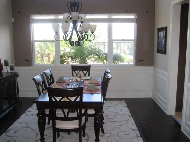 wainscotting and coffered ceilings