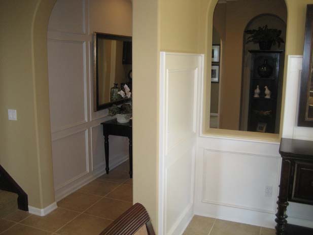 wainscotting and coffered ceilings