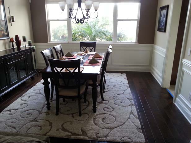 wainscotting and coffered ceilings