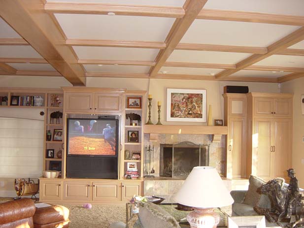 wainscotting and coffered ceilings